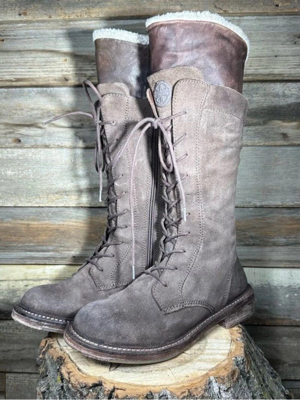 Vintage Foundry Co Brown Leather Lace Up Boots sz 7 - Picture 3 of 8